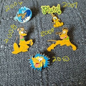Disney Pluto Pin Set with Yellow and Blue Accents.